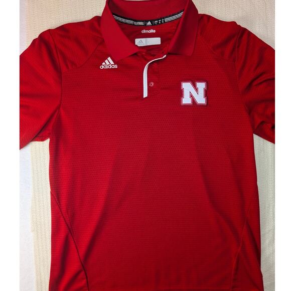 adidas Other - Adidas Men's Nebraska Cornhuskers Scarlet Red Coaches Polo Shirt Size Large Cool